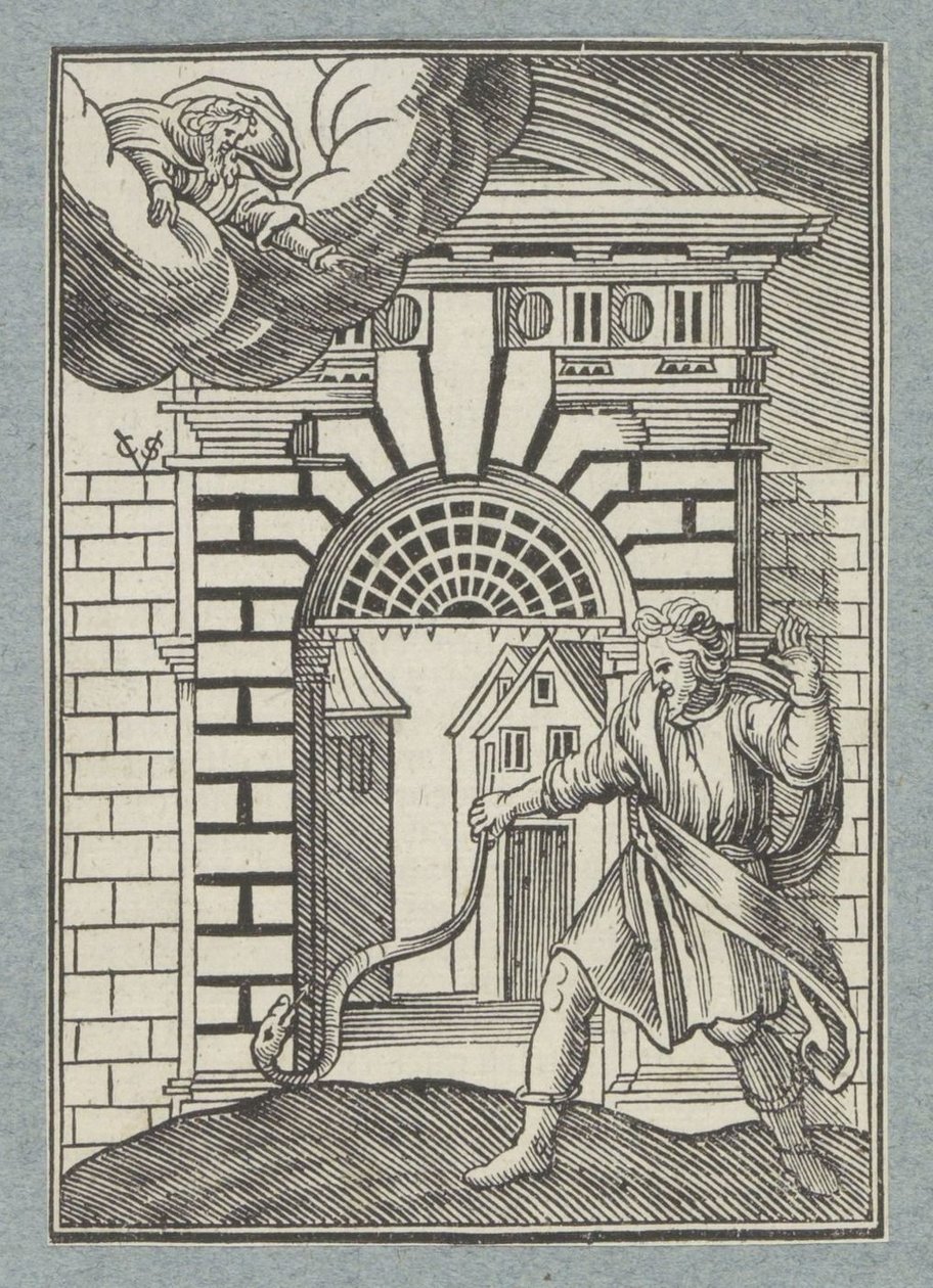 Gud Fadern förvandlar Moses stav till en orm av Christoffel van Sichem (II)