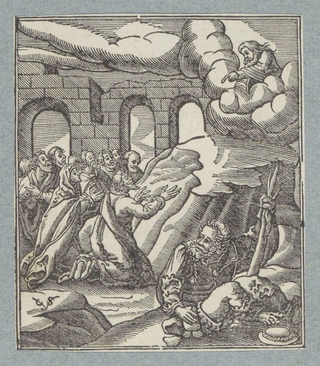 Israeliternas rop om hjälp hört av Gud Fadern av Christoffel van Sichem (II)