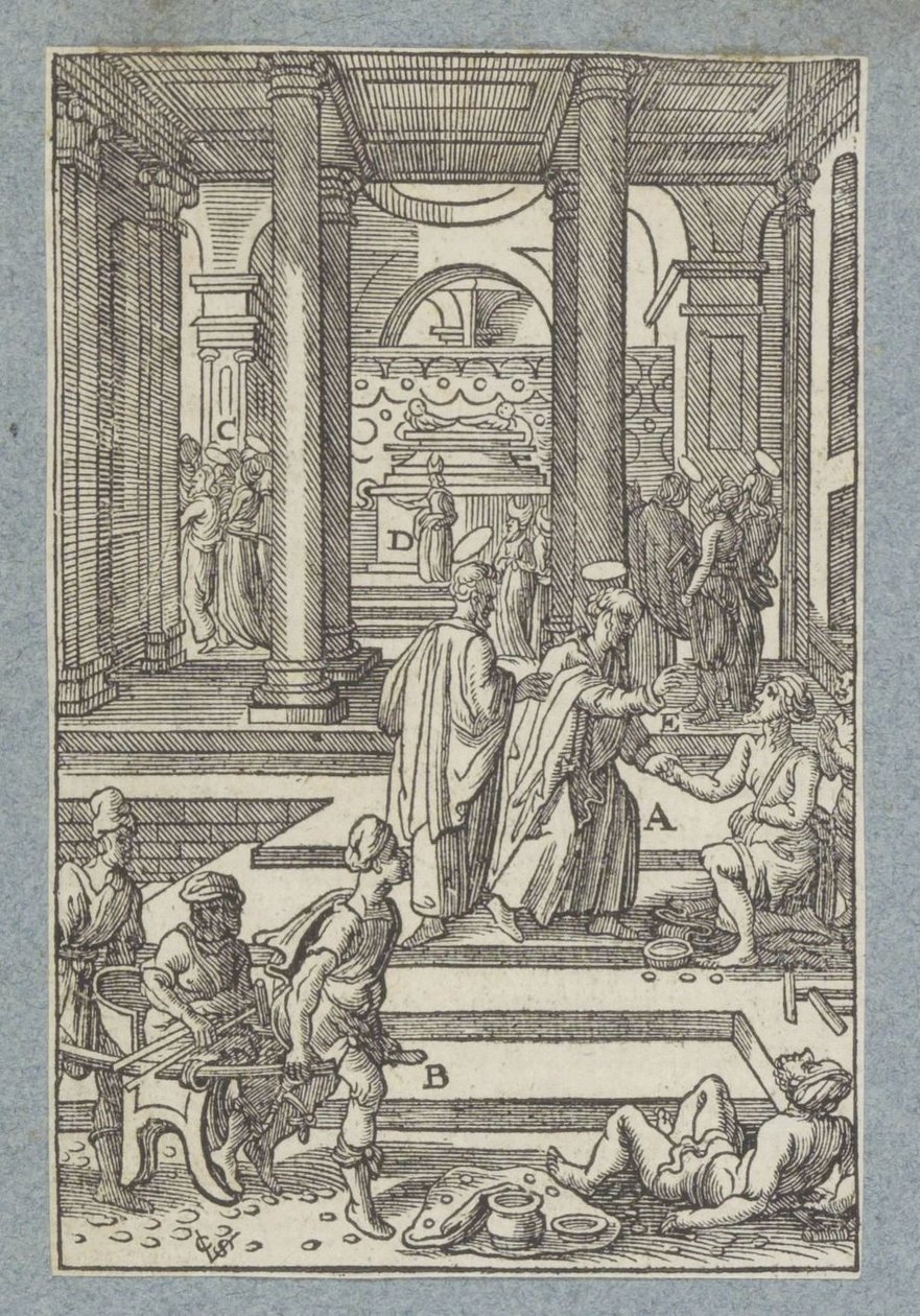 Peter botar en förlamad person av Christoffel van Sichem (II)