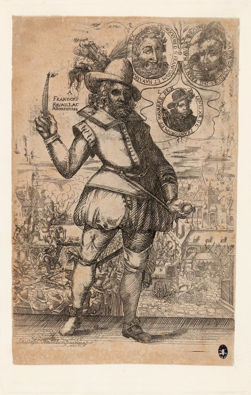 François Ravaillac 1578-1610, mördaren av kung Henrik IV av Frankrike. av Christoffel van Sichem