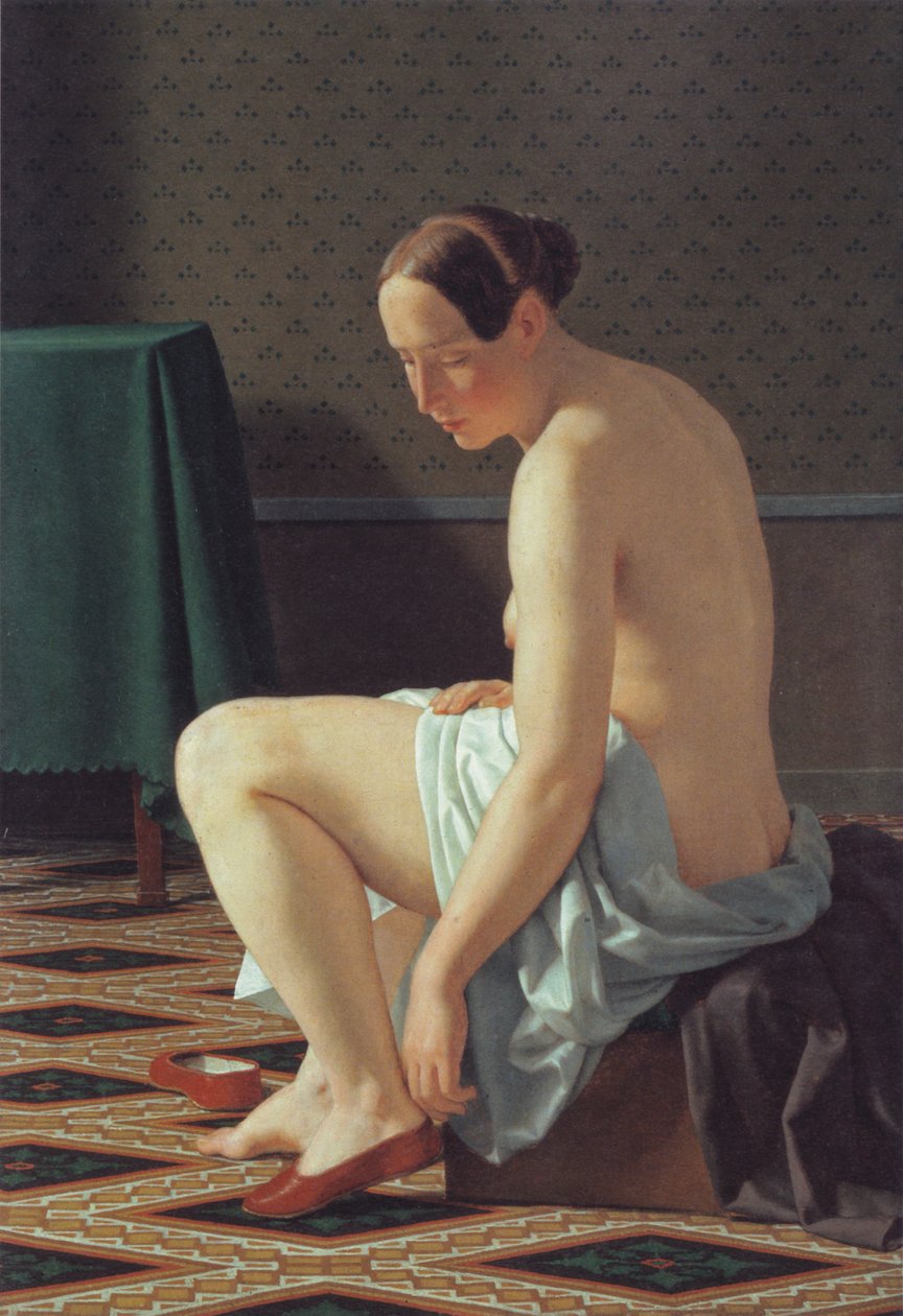  Ngen kvinde i frd med at drage sine tfler pan  av Christoffer Wilhelm Eckersberg