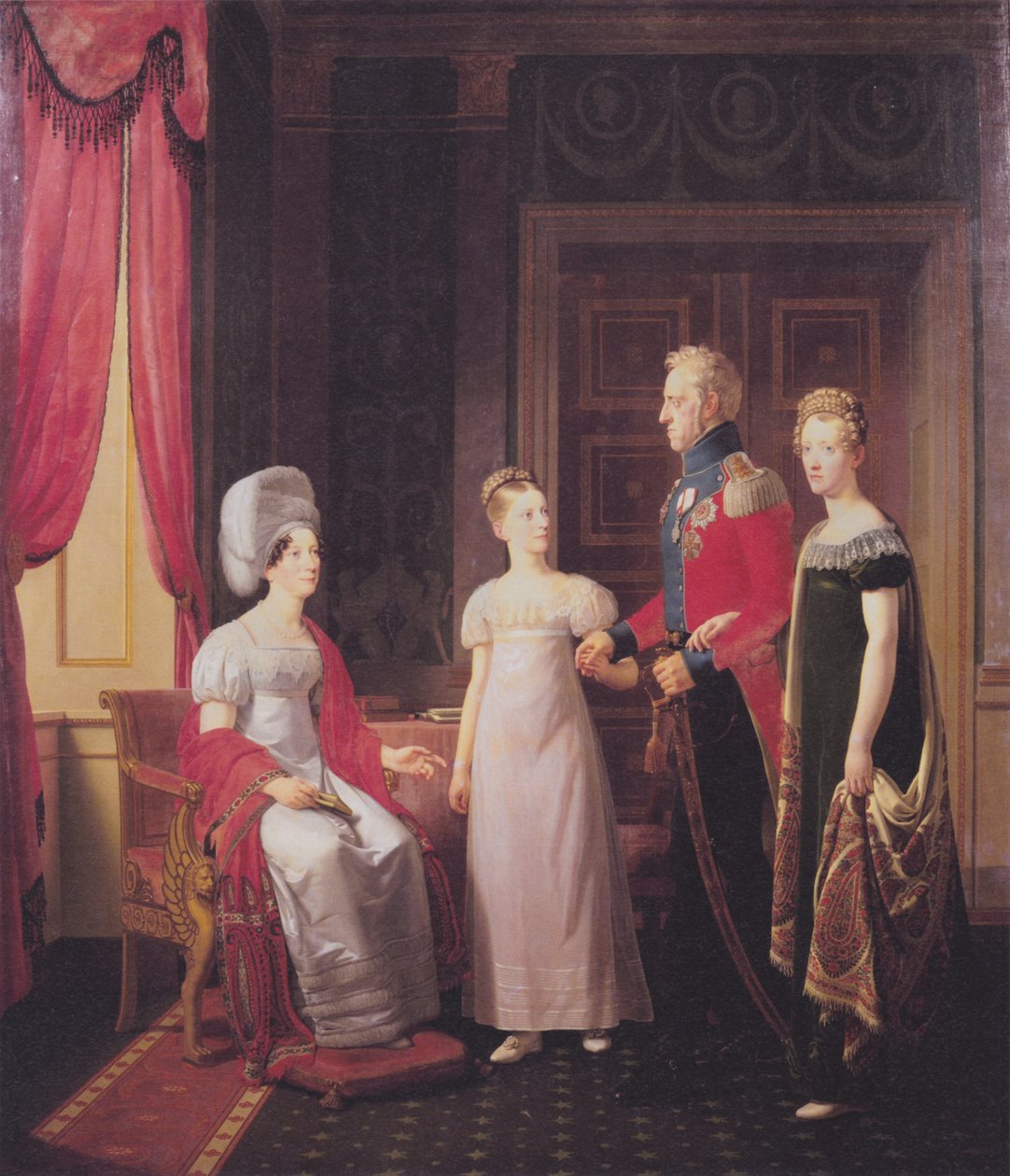 Frederik VI och drottning Marie med prinsessorna Caroline och Vilhelmine av Christoffer Wilhelm Eckersberg