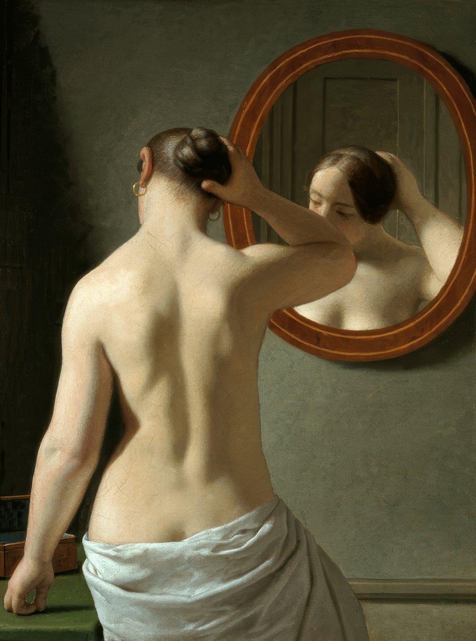 Ung kvinna framför en spegel av Christoffer Wilhelm Eckersberg