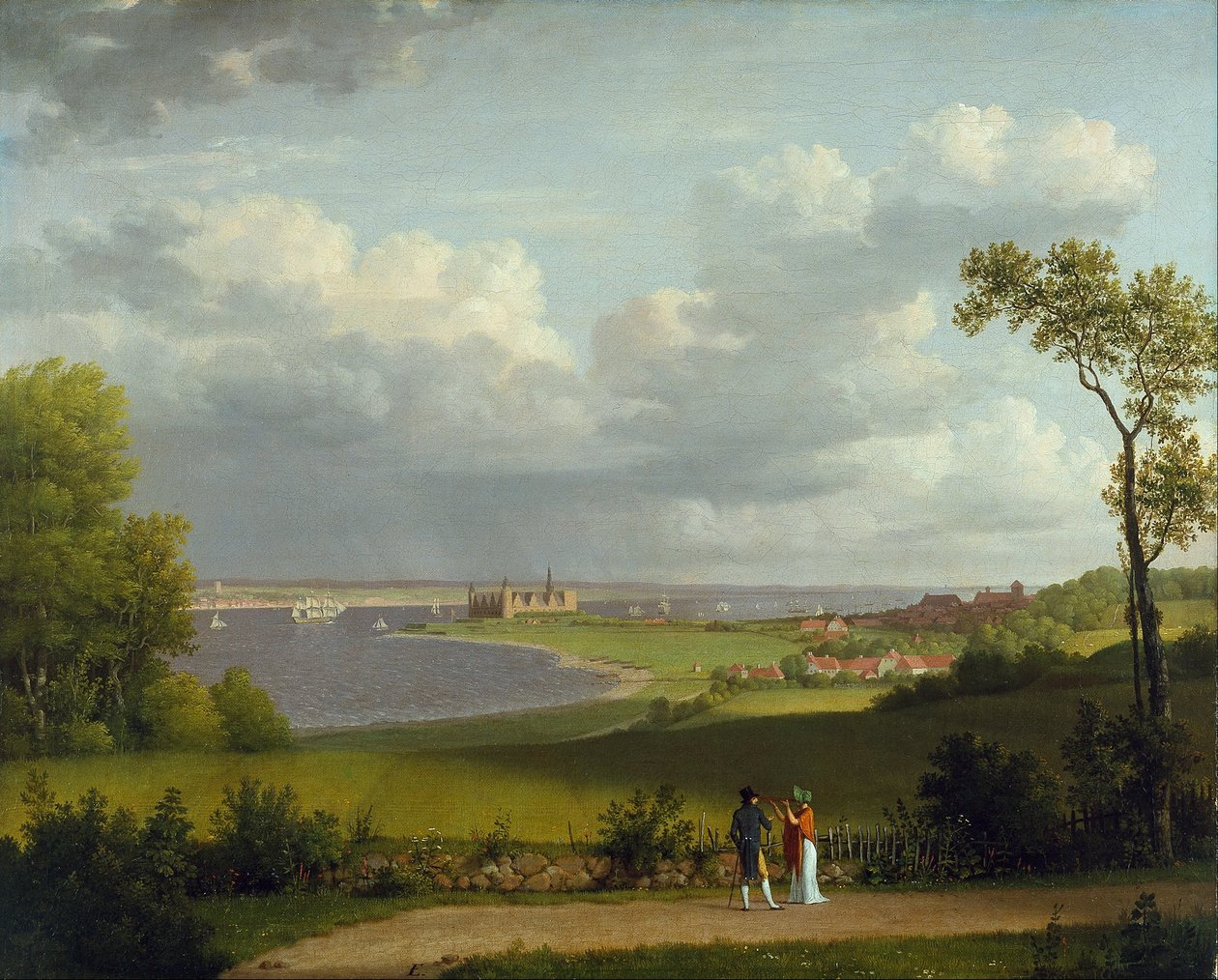 Utsikt norr om Kronborgs slott av Christoffer Wilhelm Eckersberg