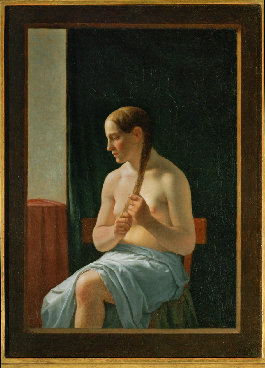 Sittande naken (målning på duk) av Christoffer Wilhelm Eckersberg