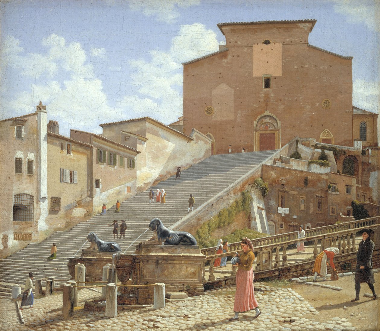 Marmortrappan som leder till Santa Maria in Aracoeli i Rom av Christoffer Wilhelm Eckersberg