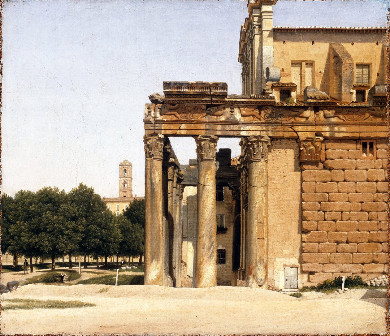 Vue de la via Sacra, Rom - Peinture de Christoffer Wilhelm Eckersberg (1783-1853) Utsikt över Via Sacra, Rom Olja på duk 1814 Ny Carlsberg Glyptotek 28x33 av Christoffer Wilhelm Eckersberg
