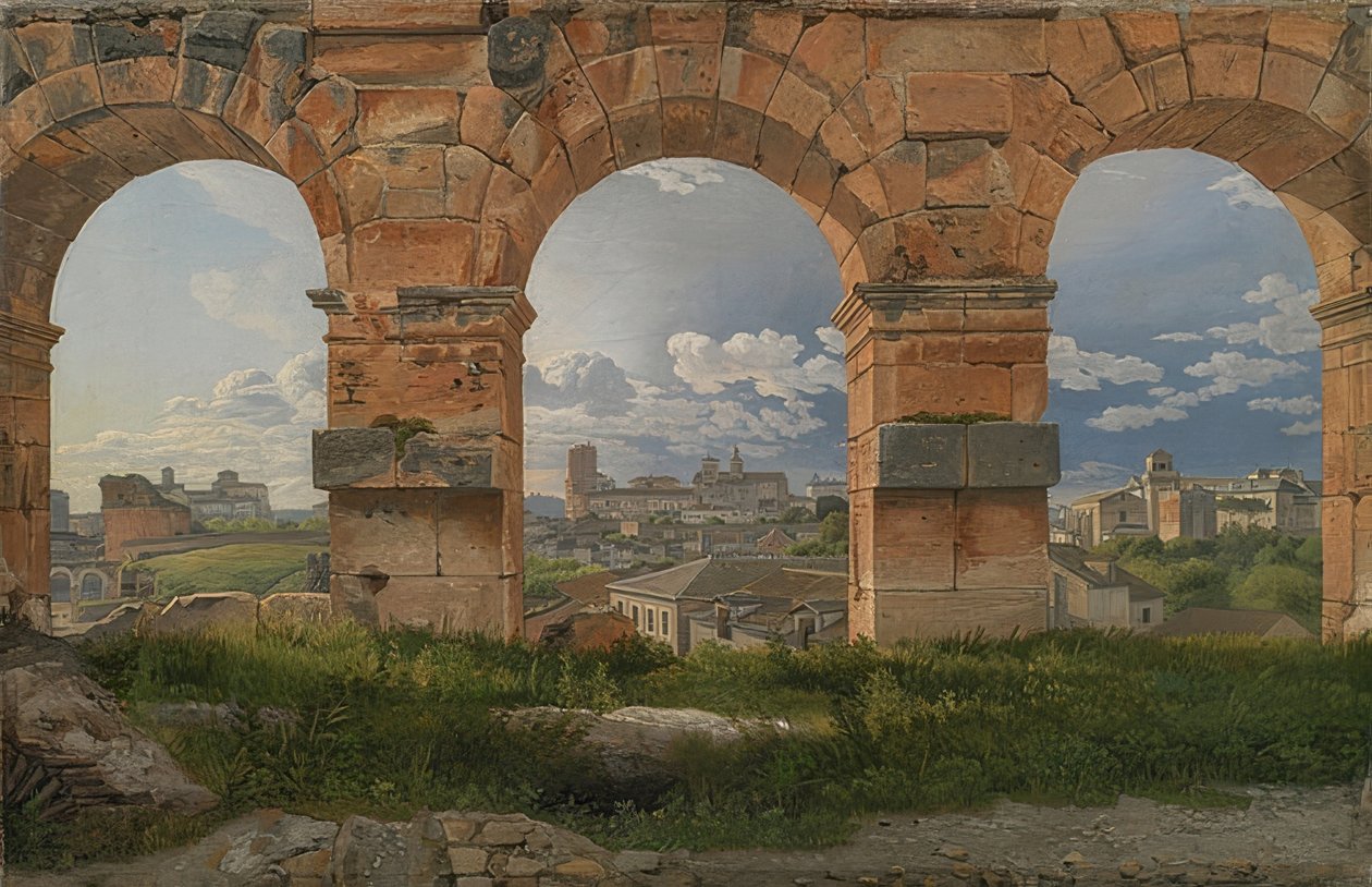 Utsikt genom tre valv från Colosseum. 1815 av Christoffer Wilhelm Eckersberg