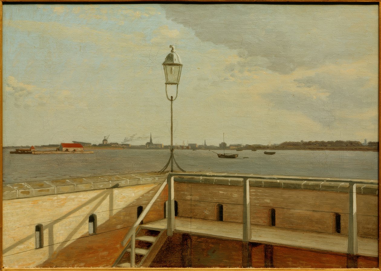 Utsikt från Trekroner fästning till Köpenhamn i fjärran av Christoffer Wilhelm Eckersberg