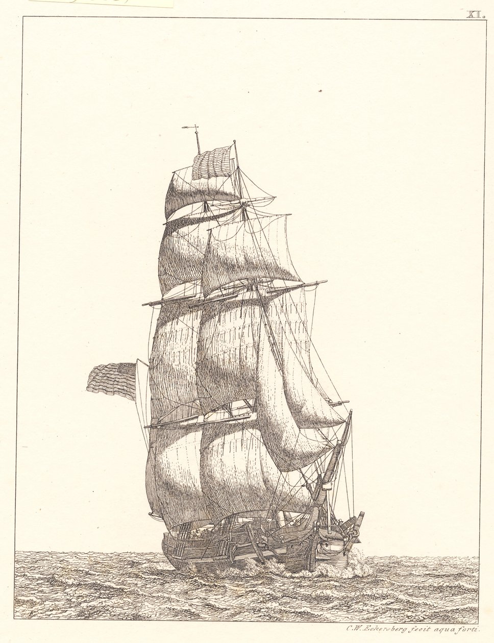 Dansk:  En nordamerikansk brigg av Christoffer Wilhelm Eckersberg