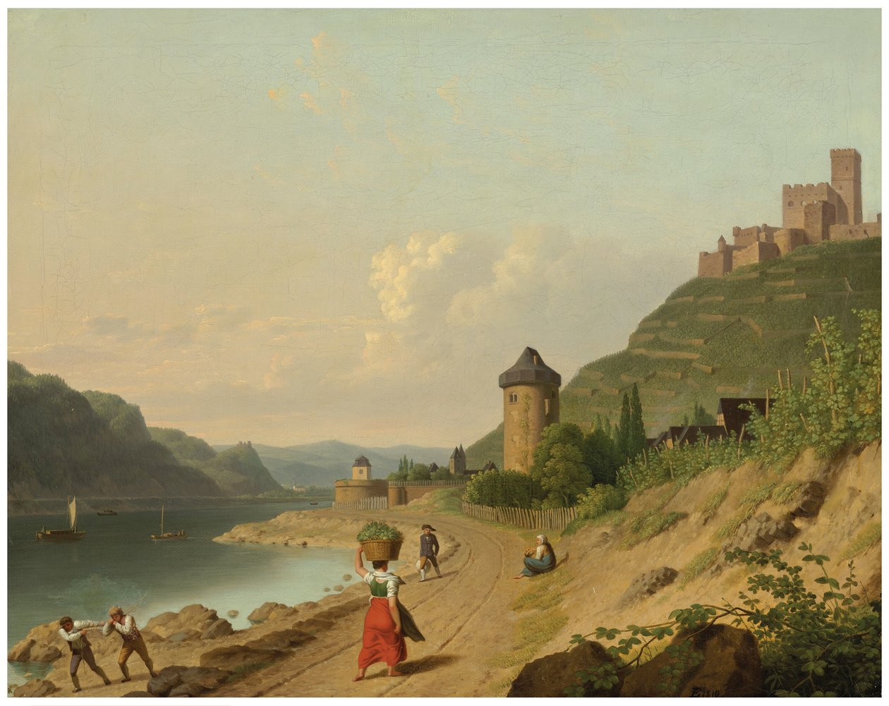 Siffror på en bana vid Rhen av Christoffer Wilhelm Eckersberg