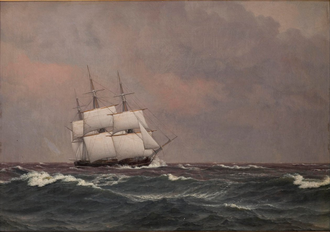 Korvetten Najaden i hård sjö av Christoffer Wilhelm Eckersberg