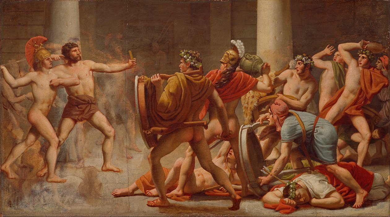 Ulysses hämnd på Penelopes friare. av Christoffer Wilhelm Eckersberg