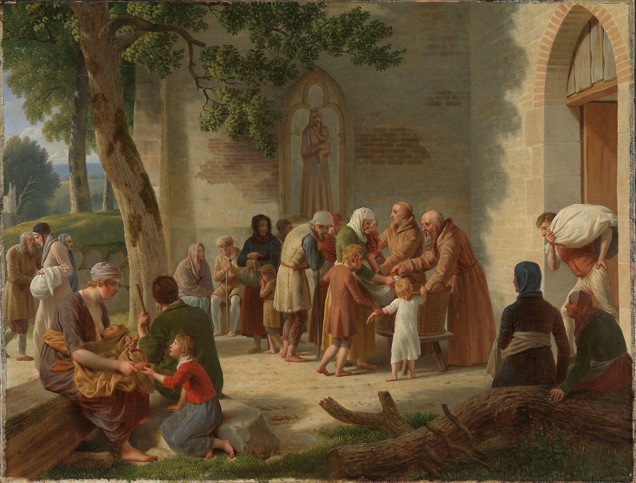 Vicelin delar ut bröd bland de fattiga av Christoffer Wilhelm Eckersberg
