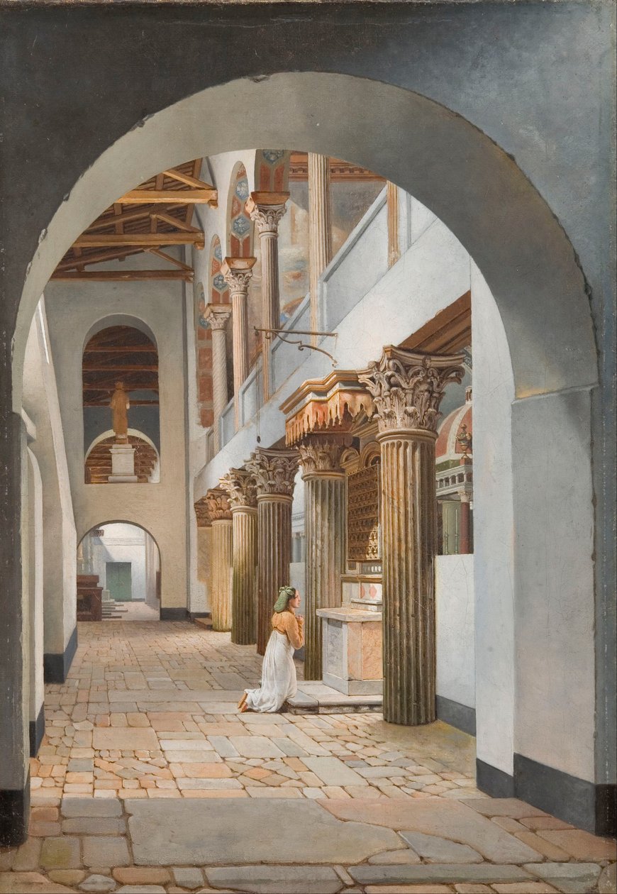 Utsikt över San Lorenzo-kyrkan fuori le Mura av Christoffer Wilhelm Eckersberg