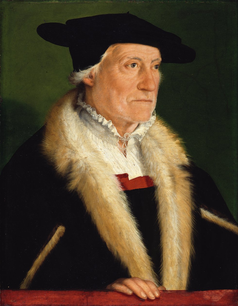 Porträtt av kosmografen Sebastian Münster (1489-1552) av Christoph Amberger