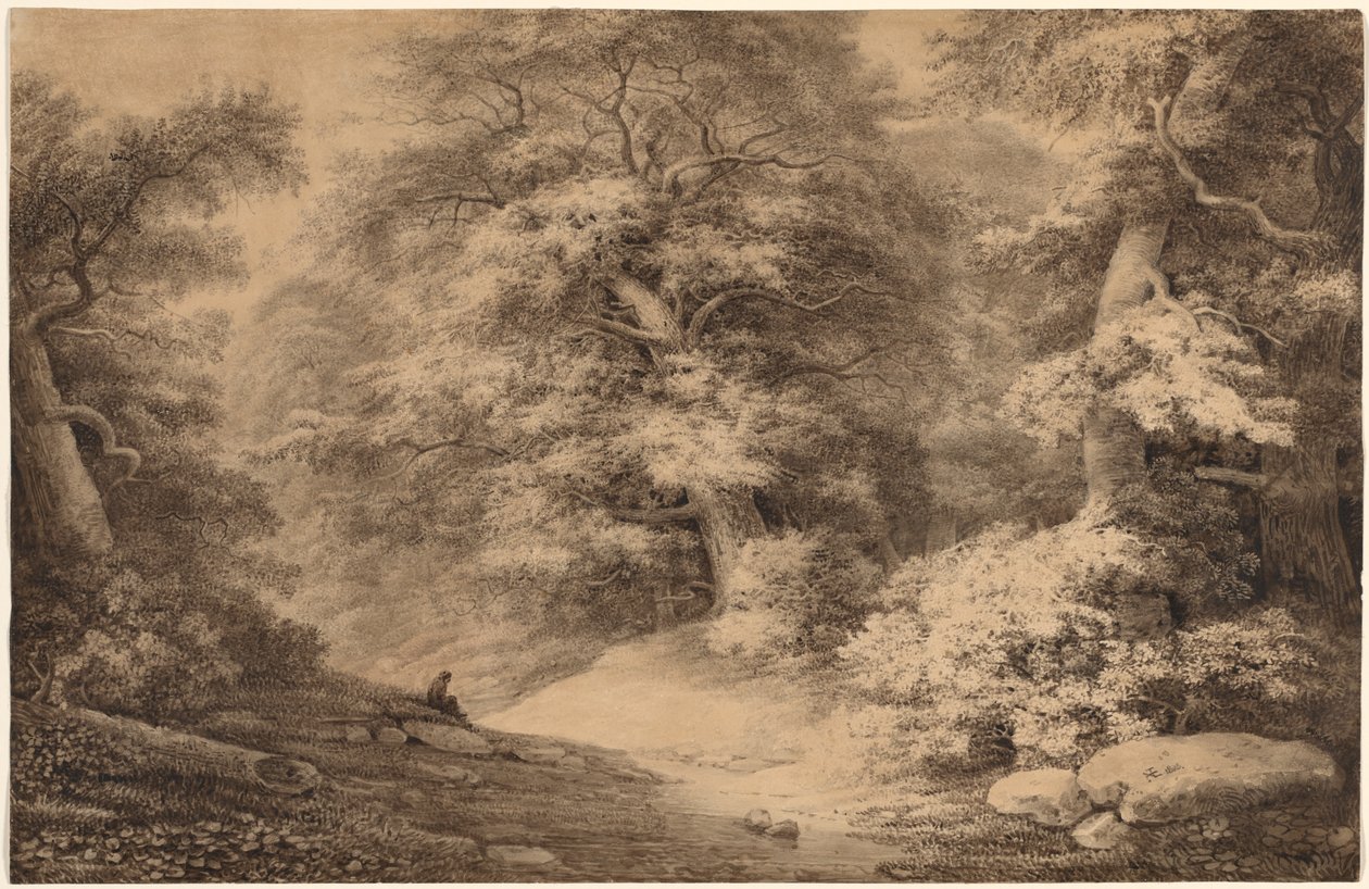En bokskog med en vilande resenär, 1803. av Christoph Nathe