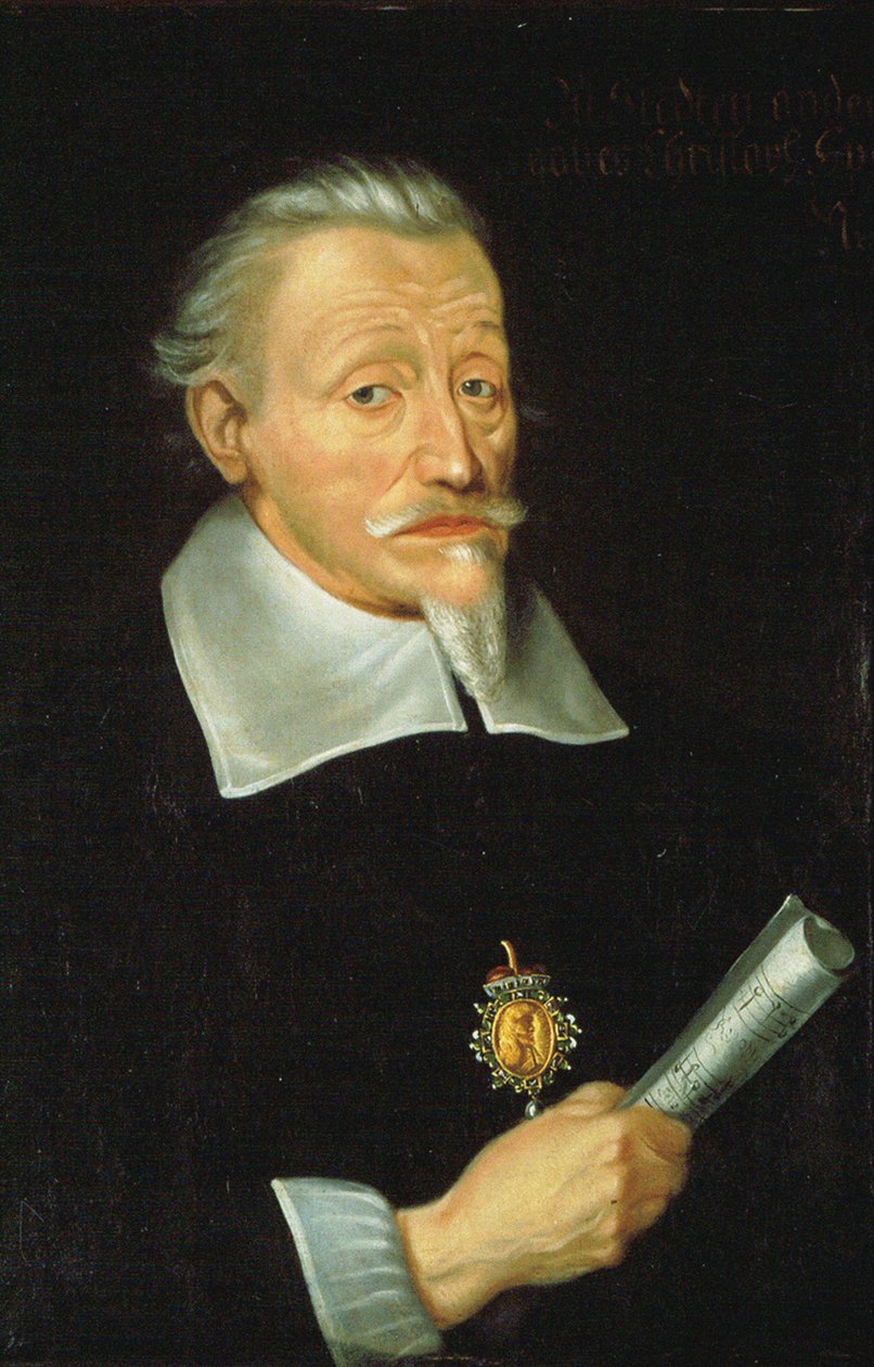 Heinrich Schutz, tysk barockkompositör - Porträtt av kompositören Heinrich Schuetz (1585-1672), av Spetner, Christoph (ca 1615-efter 1664). Olja på duk, ca. 1650-1660. Privat samling av Christoph Spetner