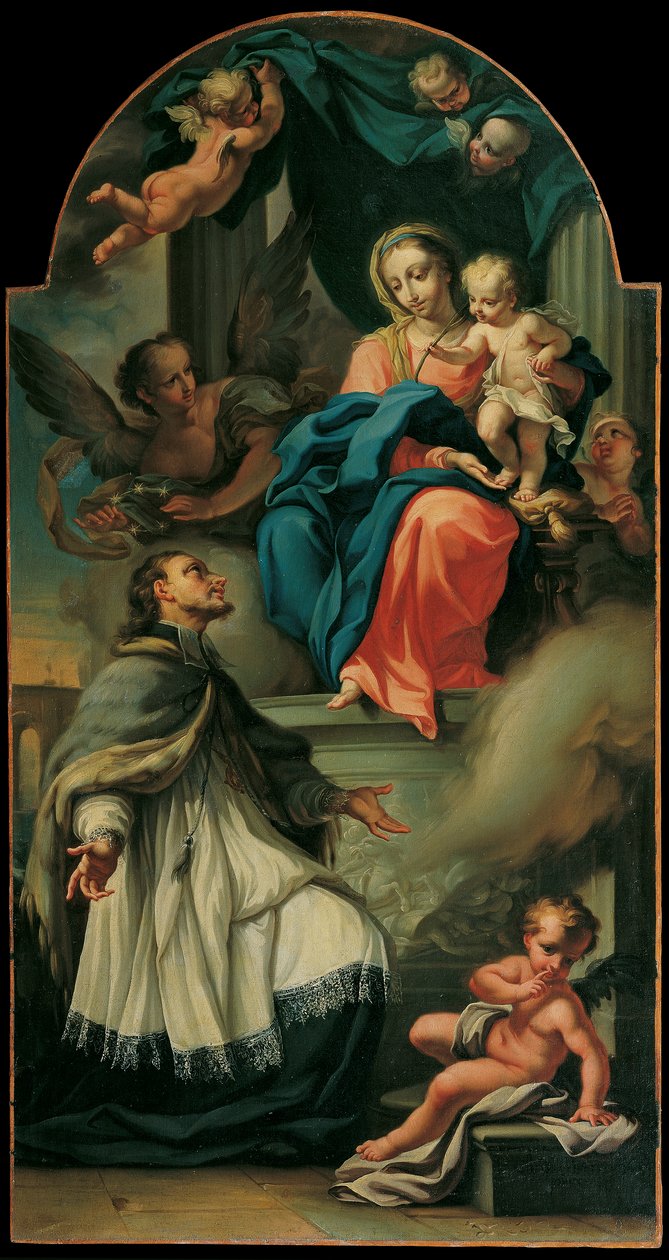 Sankt Johannes av Nepomuk får stjärnkronan av Maria av Christoph Unterberger