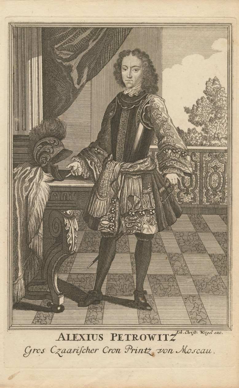 Porträtt av Tsarevich Alexei Petrovich av Ryssland 1690-1718, 1710 av Christoph Wiegel