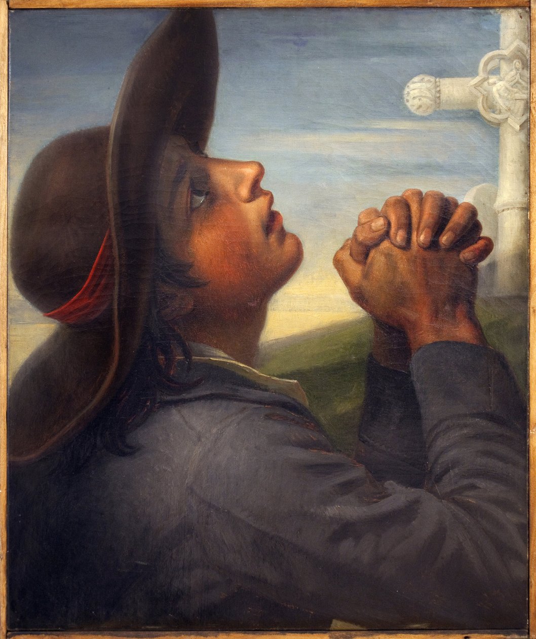 Bondens huvud sålt. Målning av Thomas Degeorge (1786-1854), olja på duk, cirka 1830, studie till målningen The Death of Bonchamp. fransk konst av Christophe Thomas Degeorge