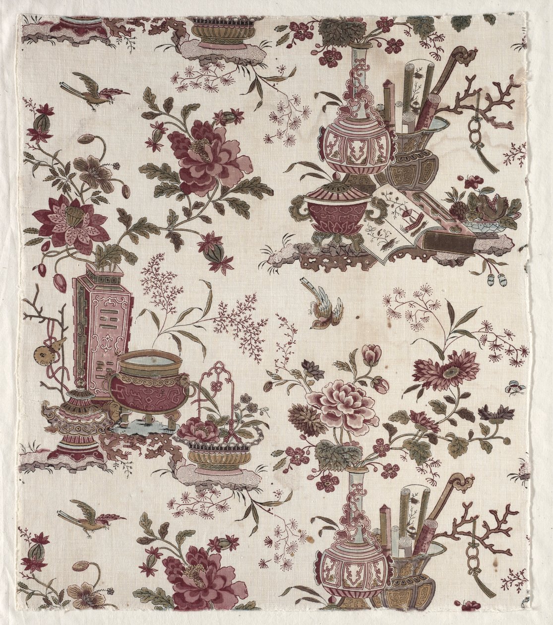 Fragment av träblockstryckt bomull, ca. 1780. av Christophe Philippe Oberkampf