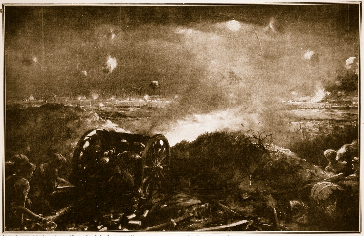 Artilleri som tas fram för att stödja ett brittiskt infanteriangrepp nära Ypres, 1914-19 av Christopher Clark