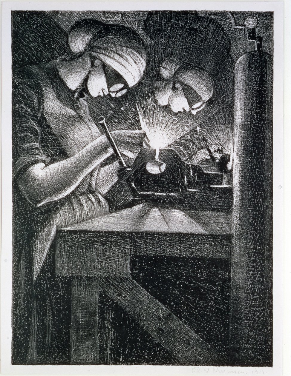 Acetylen Welders, 1917 (etsning och torrnål) av Christopher Richard Wynne Nevinson