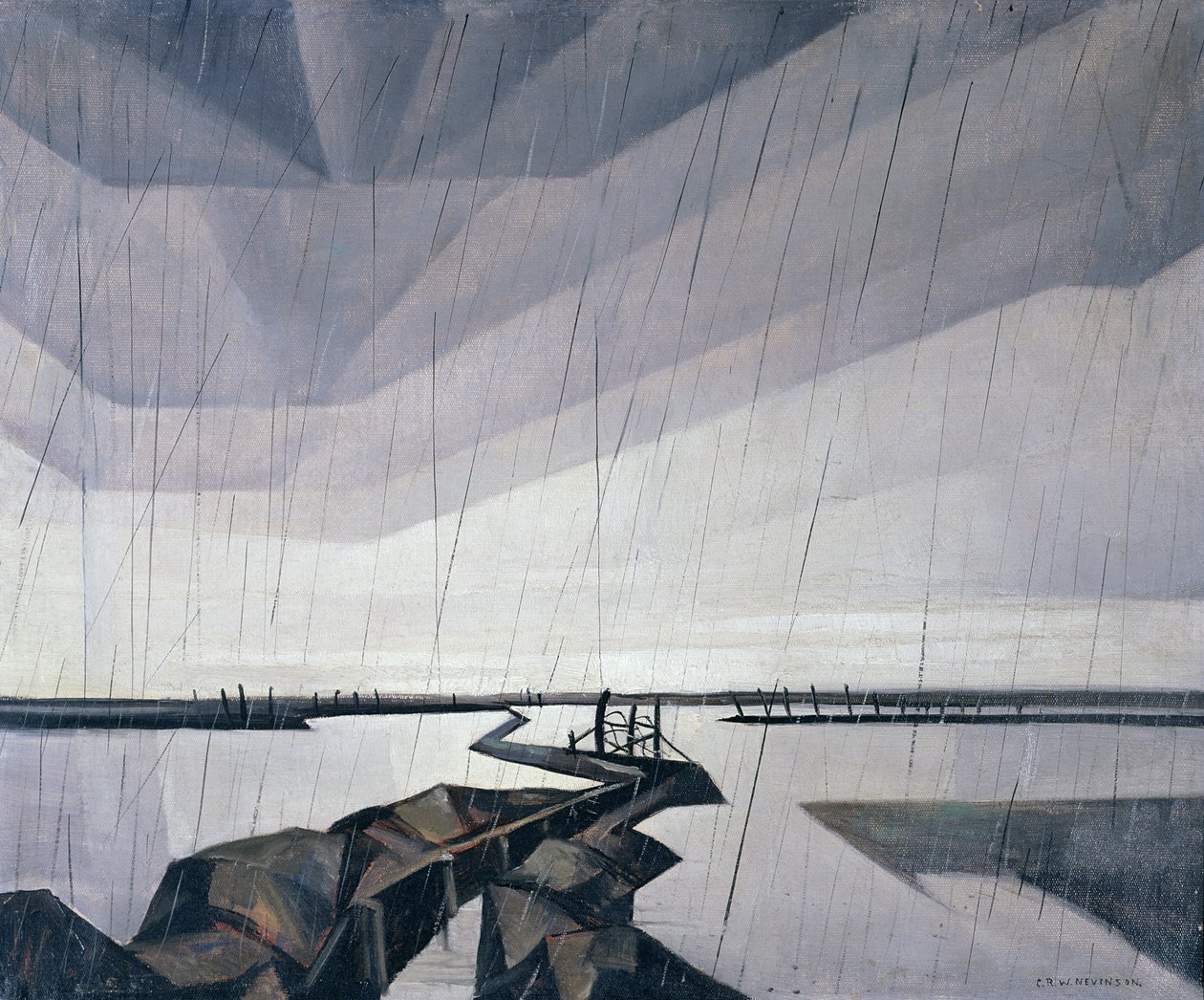 Översvämmad skyttegrav på Yser, 1916 av Christopher Richard Wynne Nevinson