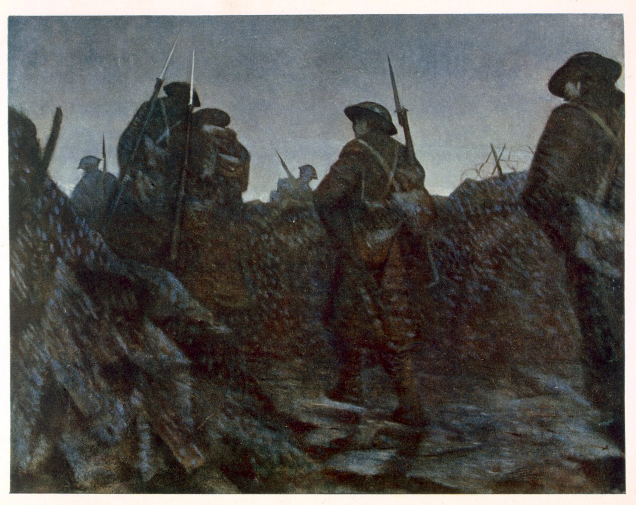 Reliefer at Dawn, från brittiska artister vid fronten, fortsättning på västfronten, 1918 av Christopher Richard Wynne Nevinson