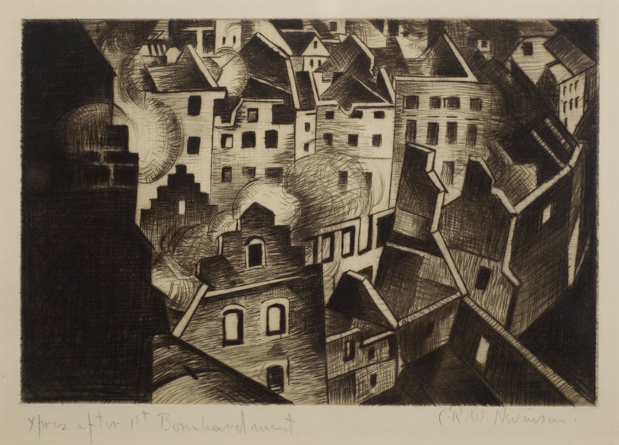 Ypres efter det första bombardemanget, 1916 (spets) av Christopher Richard Wynne Nevinson