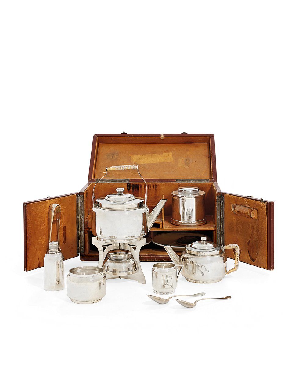 Picknickset, märke av Boulanger, Paris, sent 1800-tal (silver och läder) av Christopher (after) Dresser