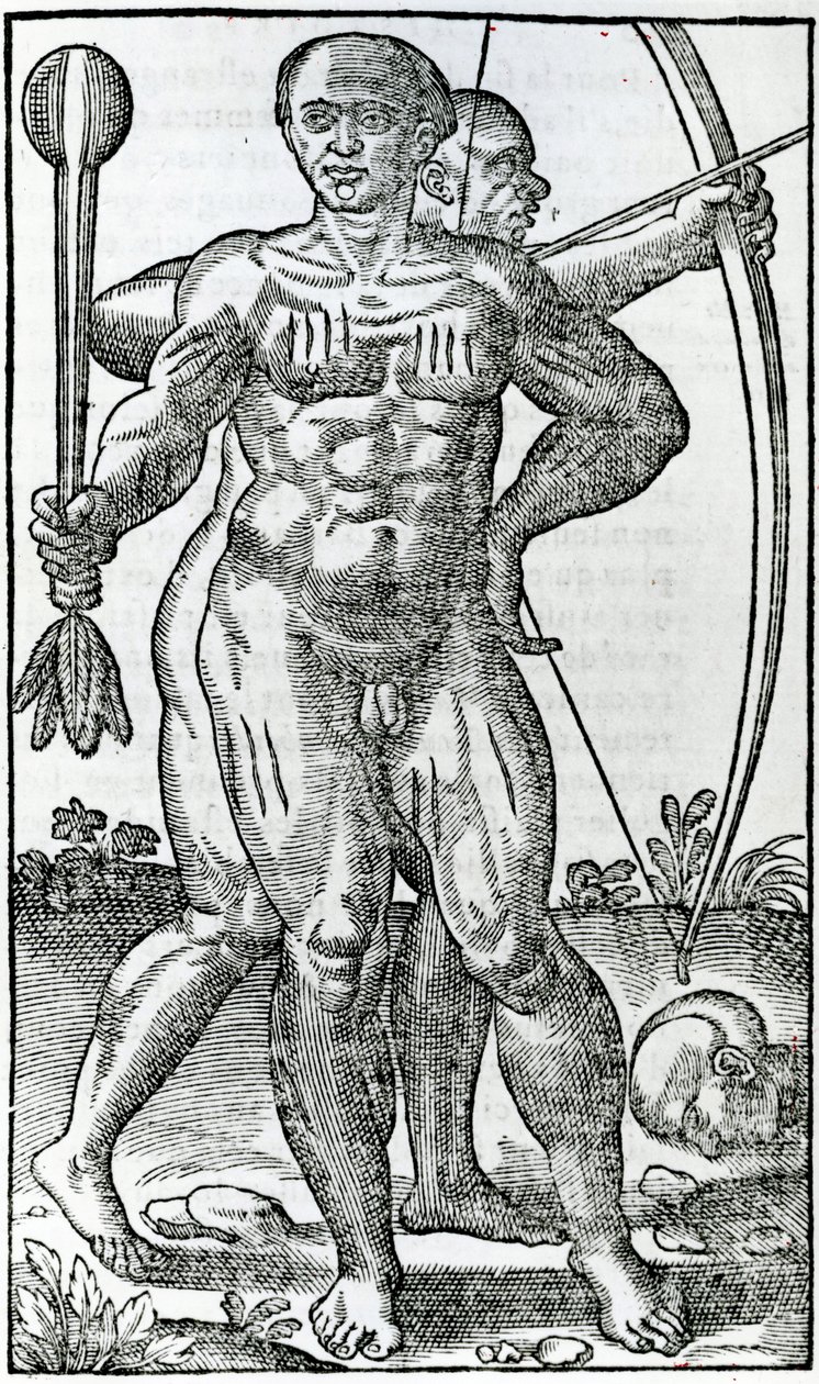 Två infödda från "la Hystoria general de las Indias" 1547 av Christopher Columbus