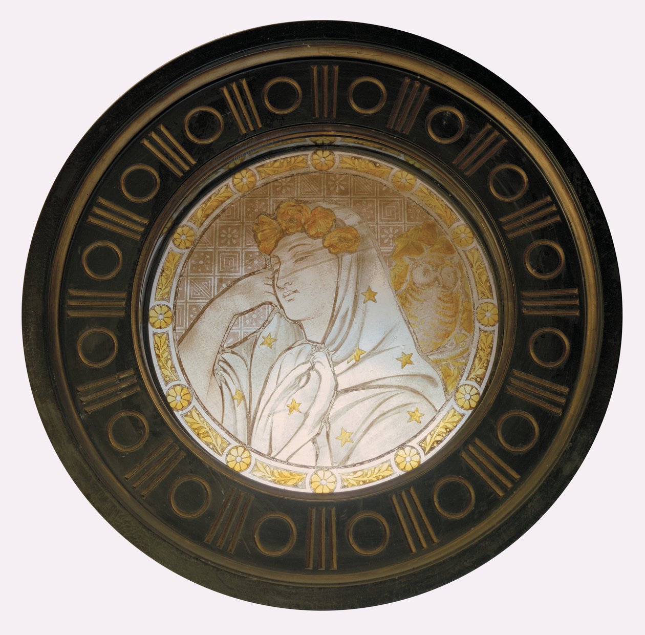 Natt, ca 1870 (målat glas) av Christopher Dresser