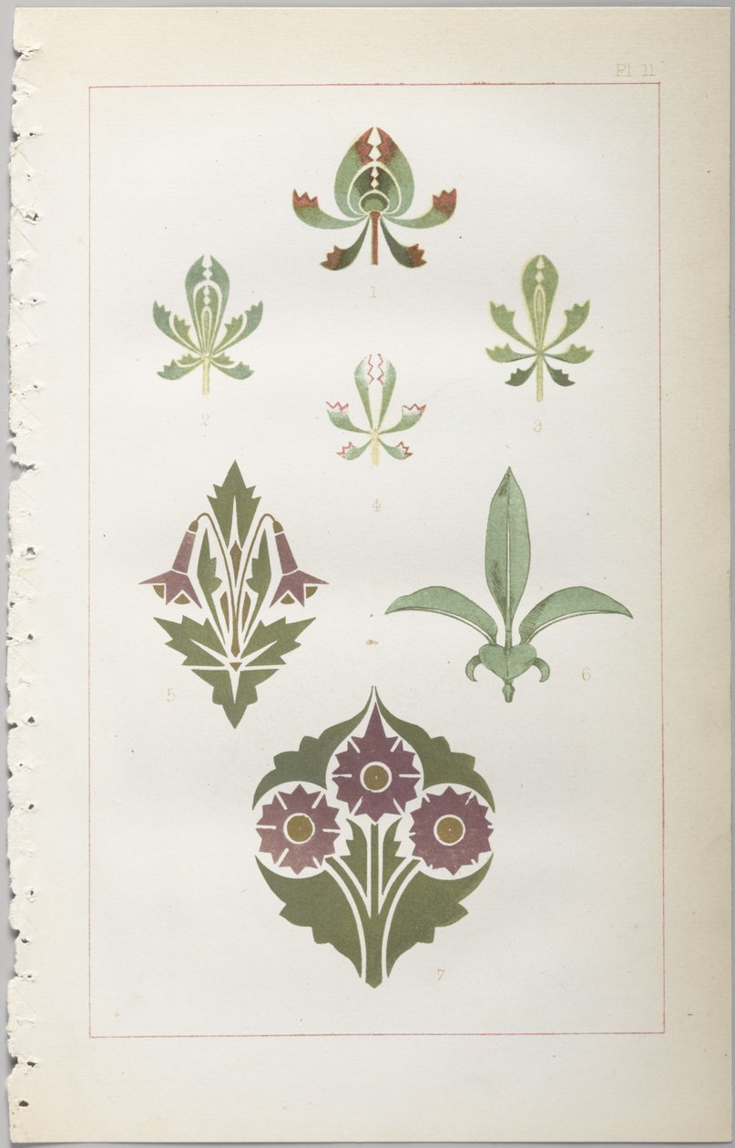 Konsten att dekorativ design: med en bilaga, som visar de timmar på dygnet då blommor öppnar, publicerad av Day & Son, London, 1862 av Christopher Dresser