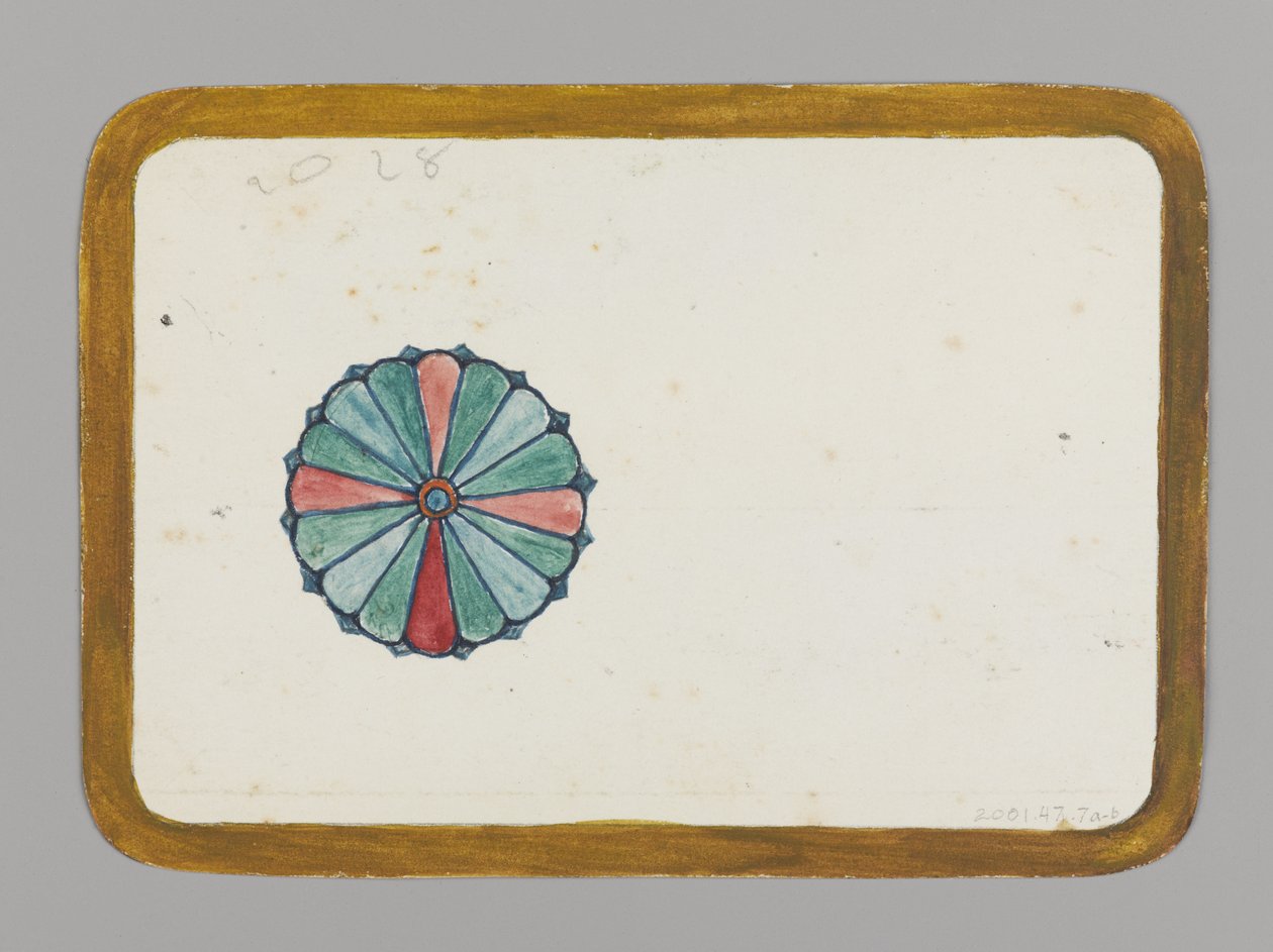 Stiliserad krysantemum (verso), c.1880 (wc, svart bläck och metallic färg över grafit på mycket tunt kartong) av Christopher Grant La Farge