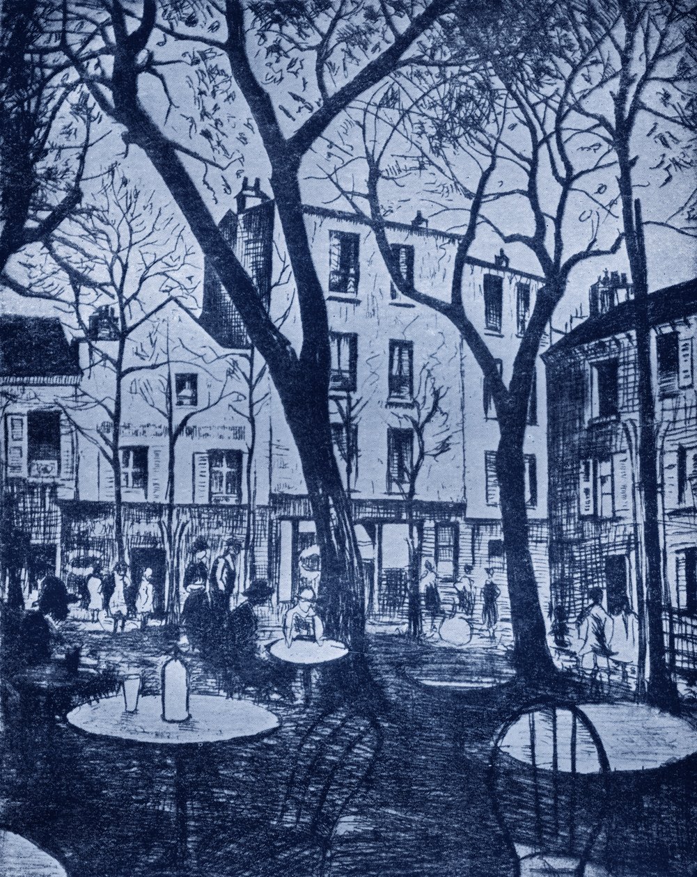 Montmarte-scen av C. R. W. Nevinson av Christopher Richard Wynne (after) Nevinson