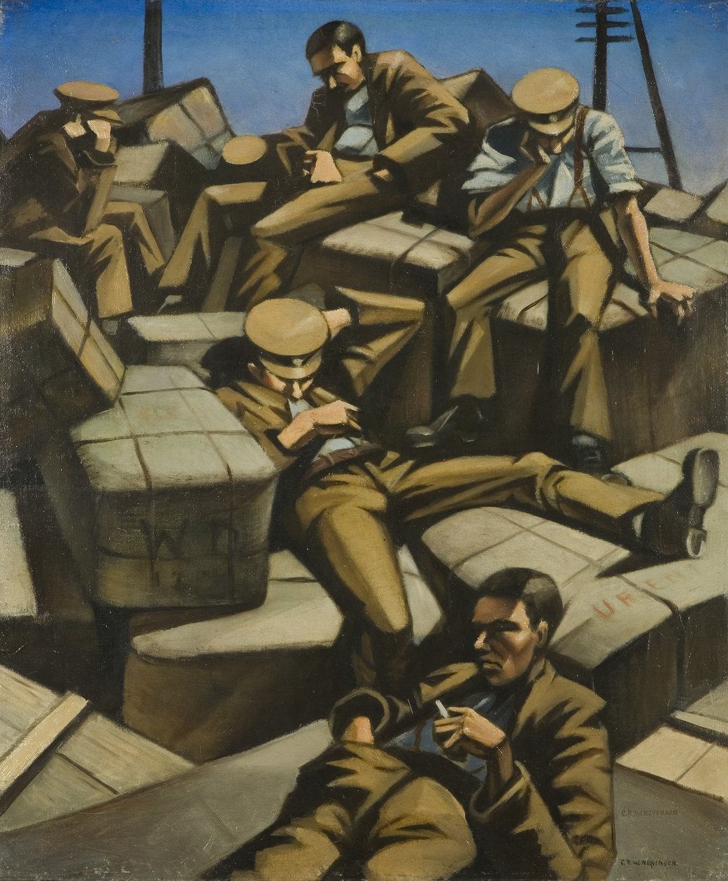 Dog Tired, ca 1916 (olja på duk) av Christopher Richard Wynne Nevinson