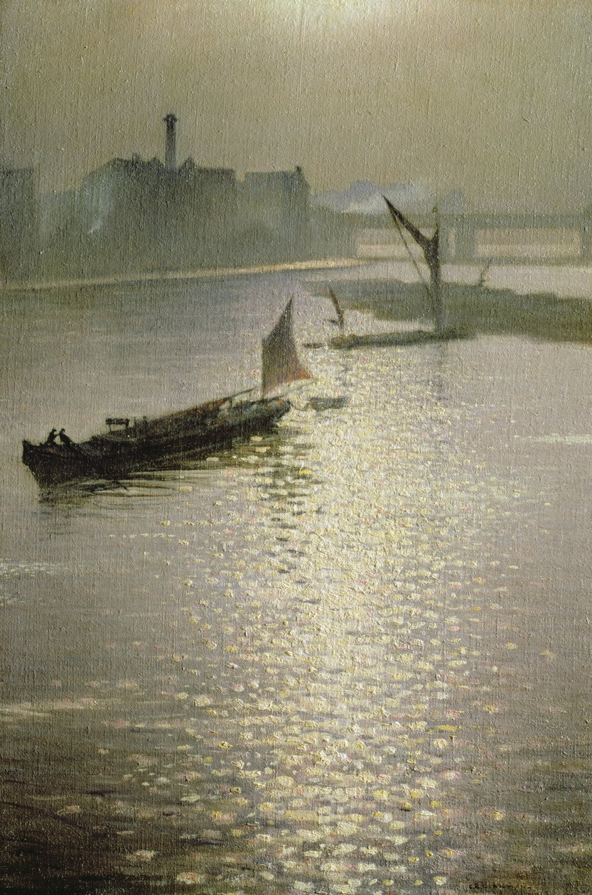 Från Waterloo Bridge: Sun Bursting through Fog, c.1924 av Christopher Richard Wynne Nevinson