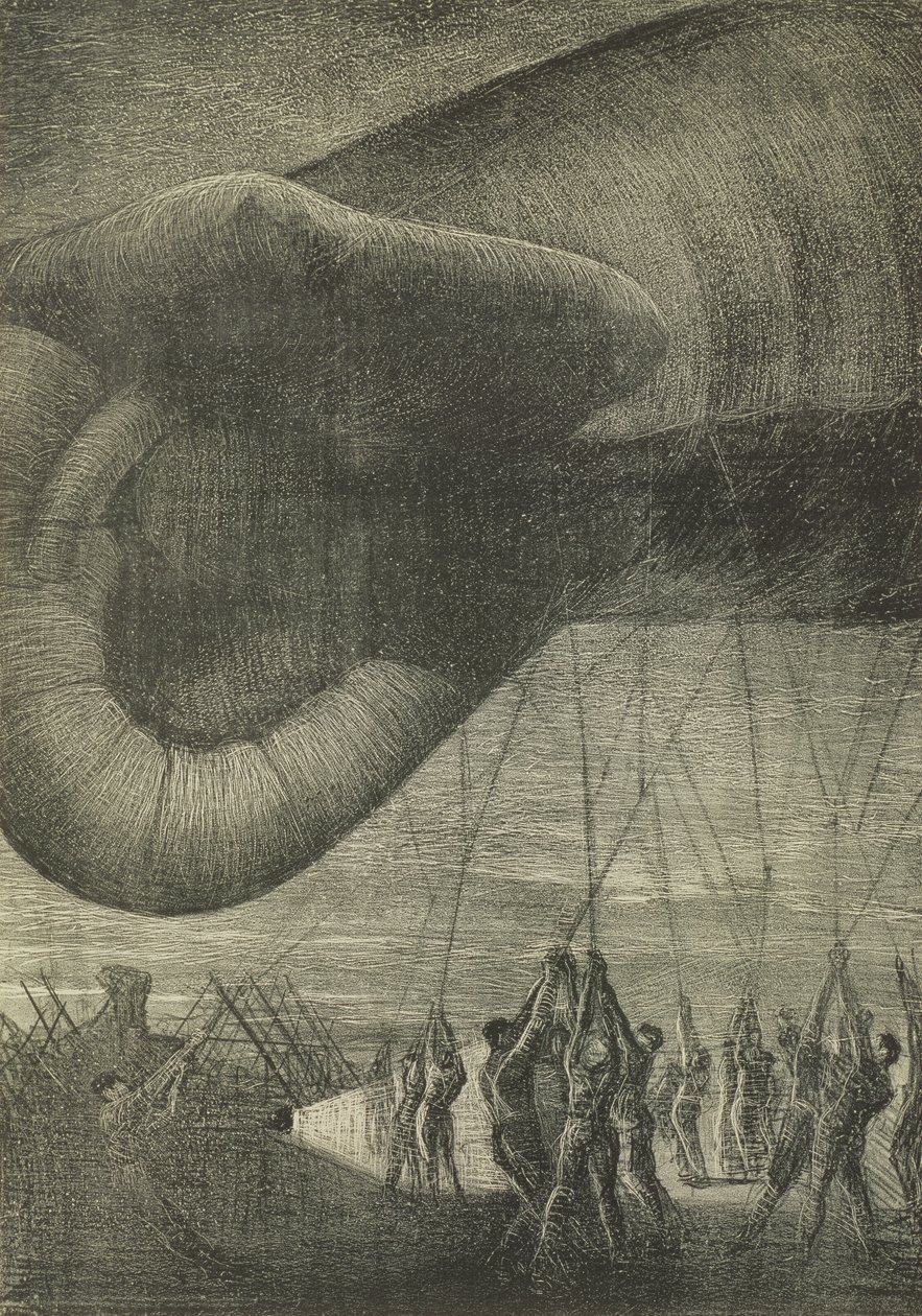 Hauling Down an Observation Balloon at Night, 1918 av Christopher Richard Wynne Nevinson