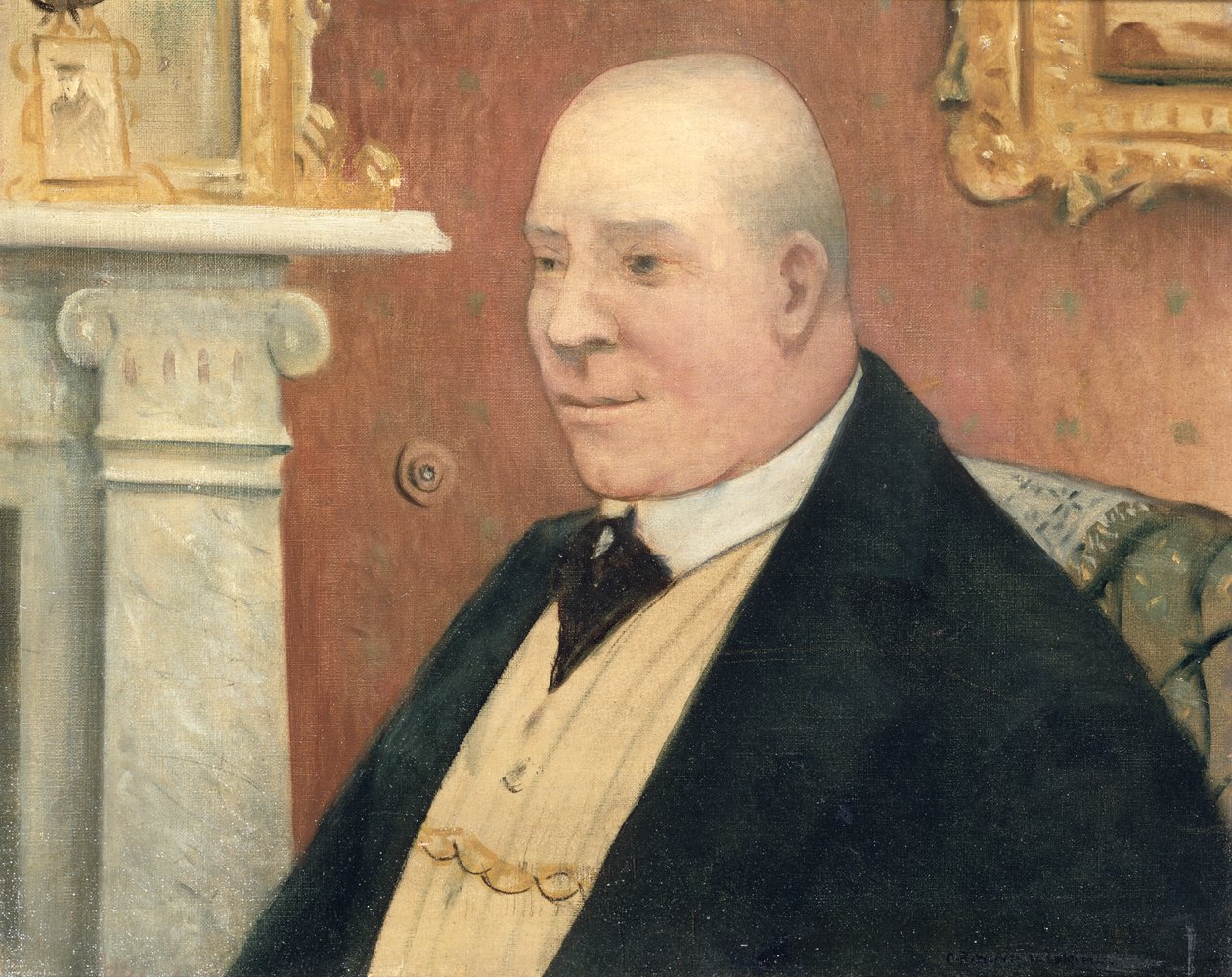 Han fick en förmögenhet...men han förlorade en son. Porträtt av Mr Moat (d. 1940), Butler of the Sitwell Family, 1918 av Christopher Richard Wynne Nevinson