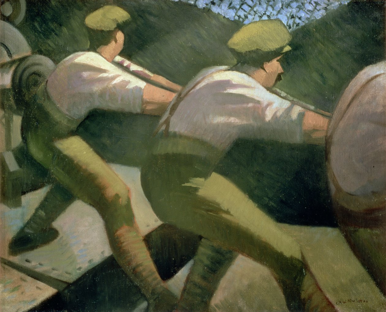 Laddar en pistol i skyttegravarna, 1918 av Christopher Richard Wynne Nevinson