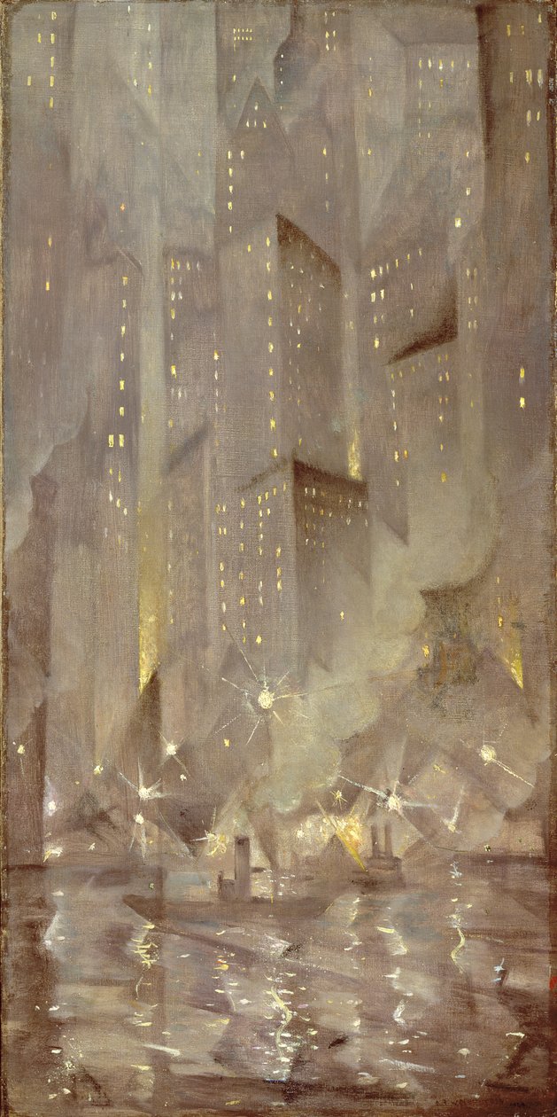 New York by Night, ca 1922 av Christopher Richard Wynne Nevinson