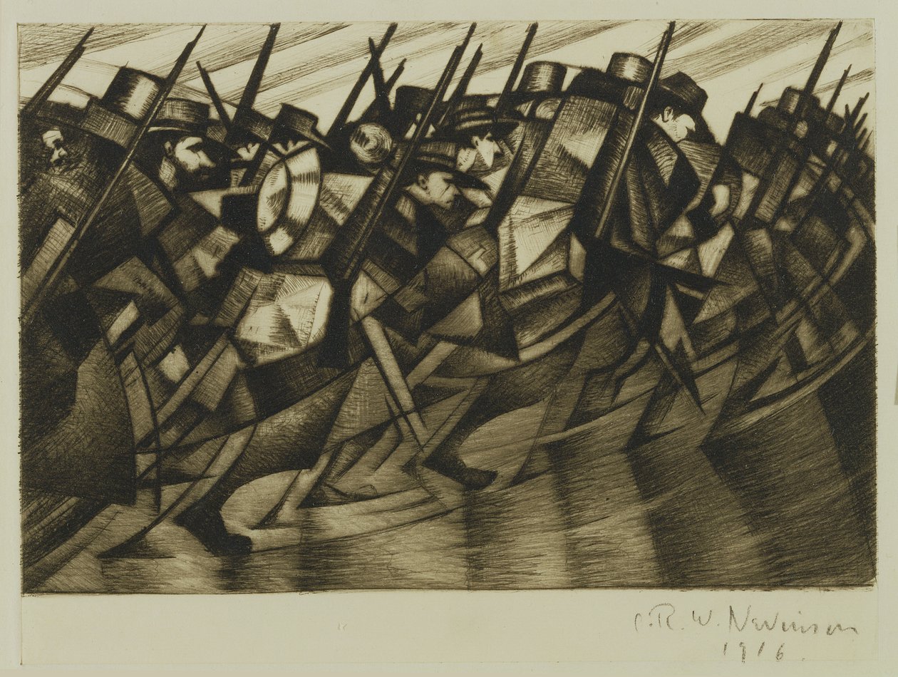 Återvänder till skyttegravarna, 1916 av Christopher Richard Wynne Nevinson