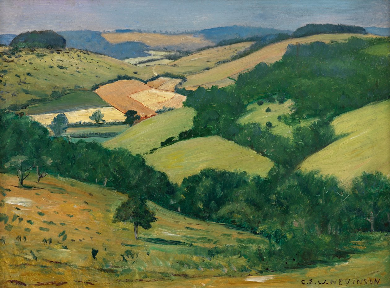 Rolling Country (nedgångarna nedanför Goodwood) (olja ombord) av Christopher Richard Wynne Nevinson