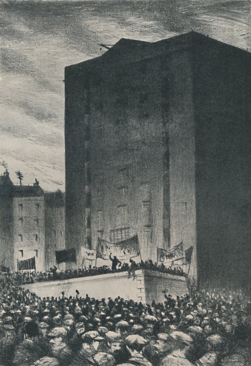 Järnvägsstrejken - Möte på Tower Hill, 1919, 1920 av Christopher Richard Wynne Nevinson