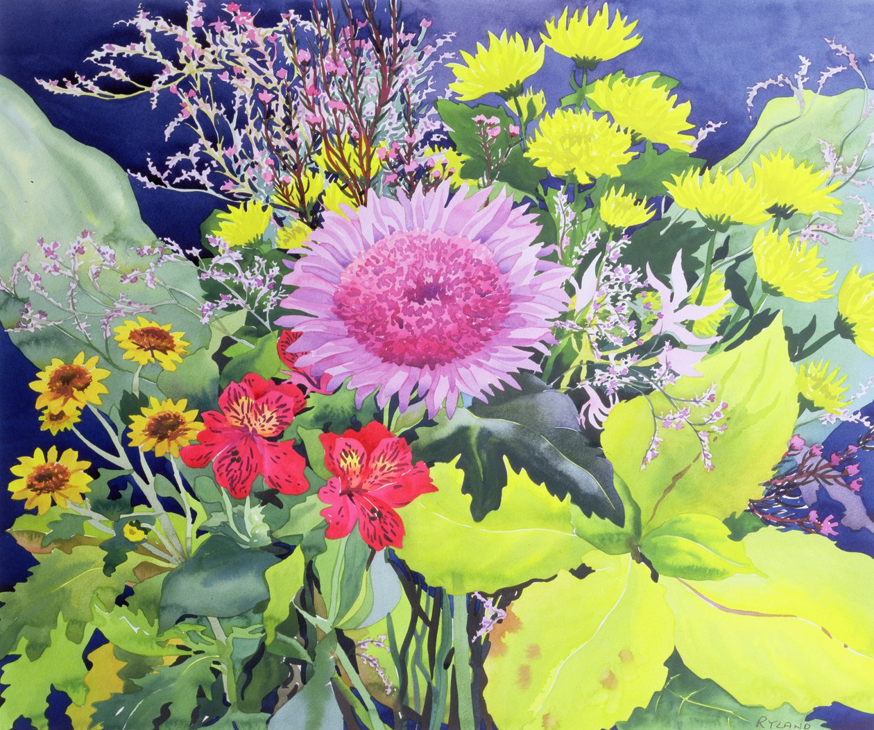 Blommor i december 2005 (akvarell på papper) av Christopher Ryland