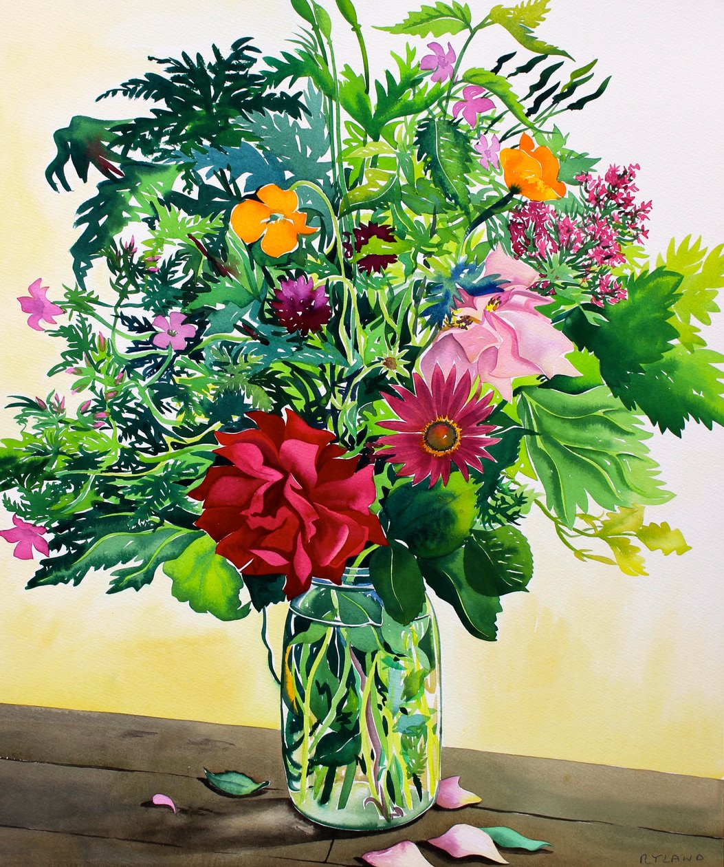 Trädgårdsblommor (akvarell på papper) av Christopher Ryland