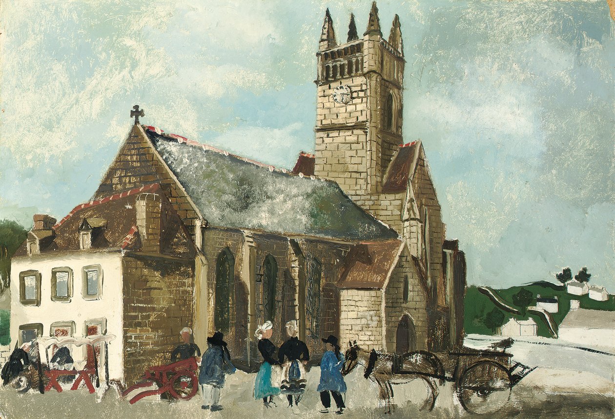 Kyrka och marknad, Bretagne av Christopher Wood