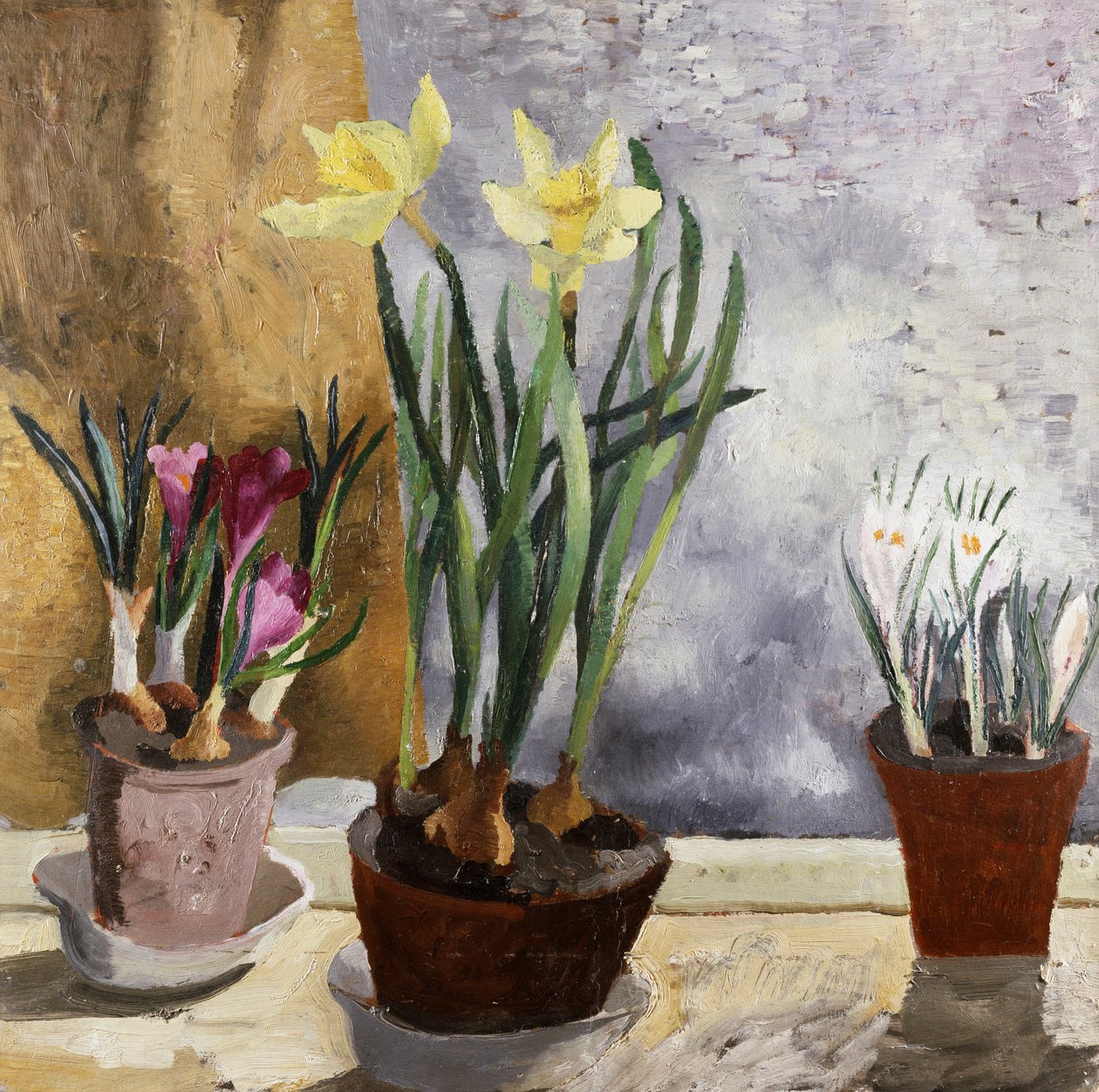 Krokus och narcisser (påskliljor) i krukor. Målning av Christopher Wood (1901-1930) Privat samling. av Christopher Wood